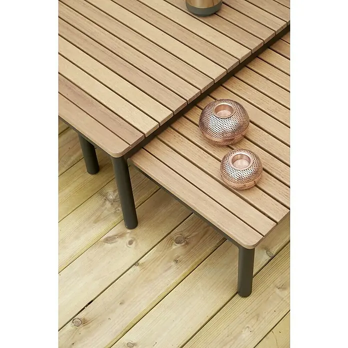 SENSUM Set lounge namještaja - 3-dij., Aluminij/eukaliptus, Antracit-svijetli eukaliptus - Živopisni prikaz