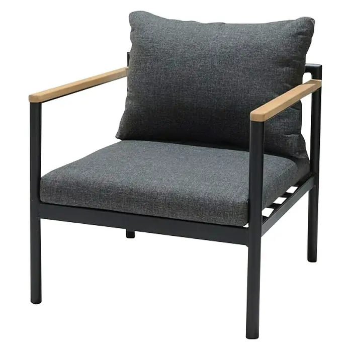 SENSUM Lounge stolica - Š x D x V: 70,7 x 70,7 x 65 cm, Aluminij, Antracit - Dijagonalni pogled