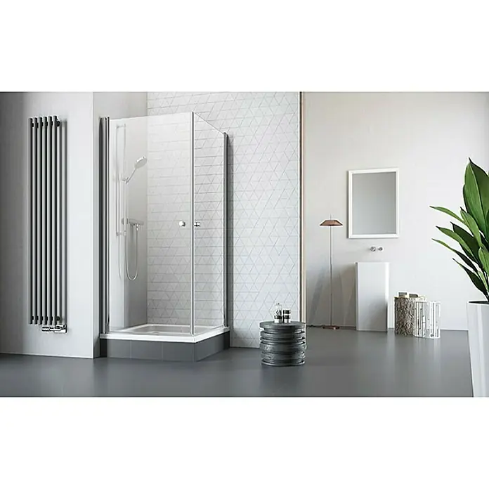 Corniche Kutna tuš kabina Light - 90 x 90 x 190 cm, Debljina: 5 mm, Srebrne boje - Živopisni prikaz