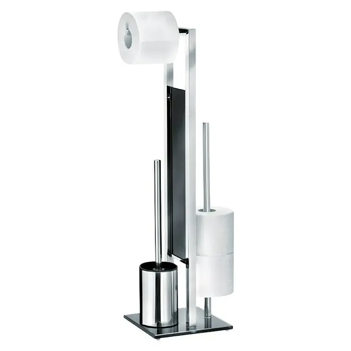 Wenko Stalak za WC četku i toaletni papir - Krom, Š x V: 12 x 70 cm - Dijagonalni pogled