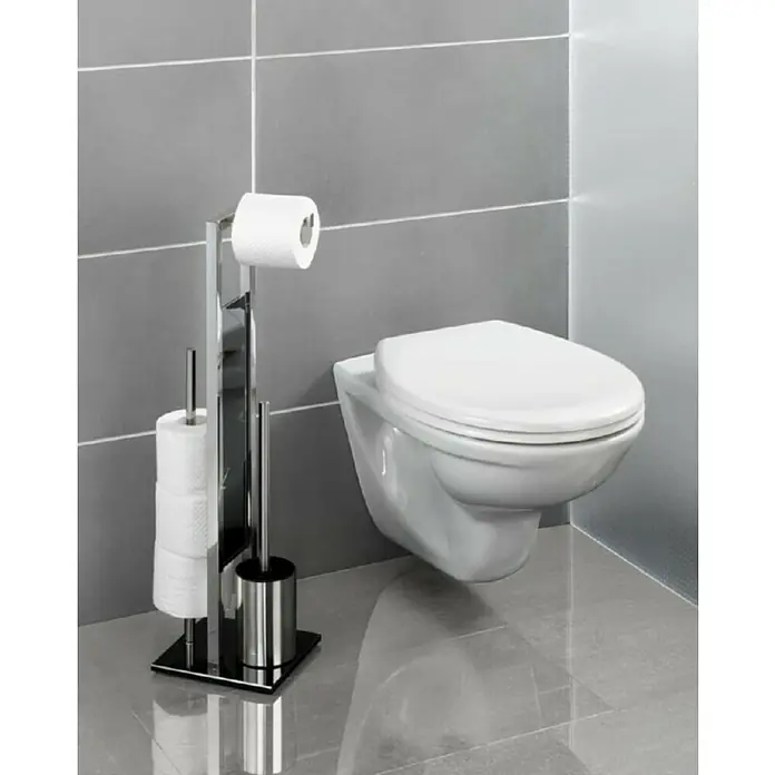 Wenko Stalak za WC četku i toaletni papir - Krom, Š x V: 12 x 70 cm - Živopisni prikaz
