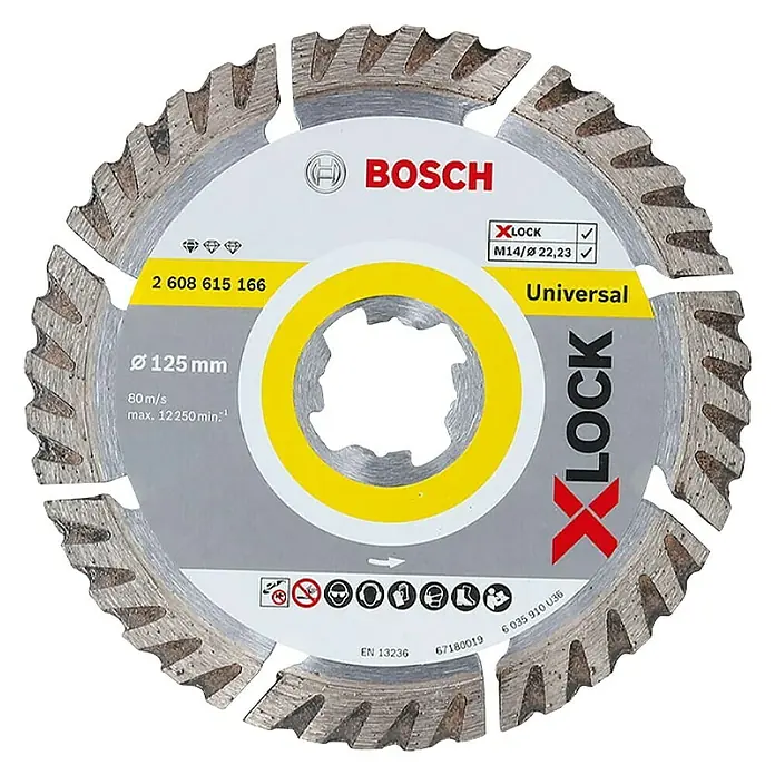 Bosch Professional X-Lock Dijamantna rezna ploča Standard for Universal - 125 mm, Prikladno za: Beton - Pogled s gornje strane