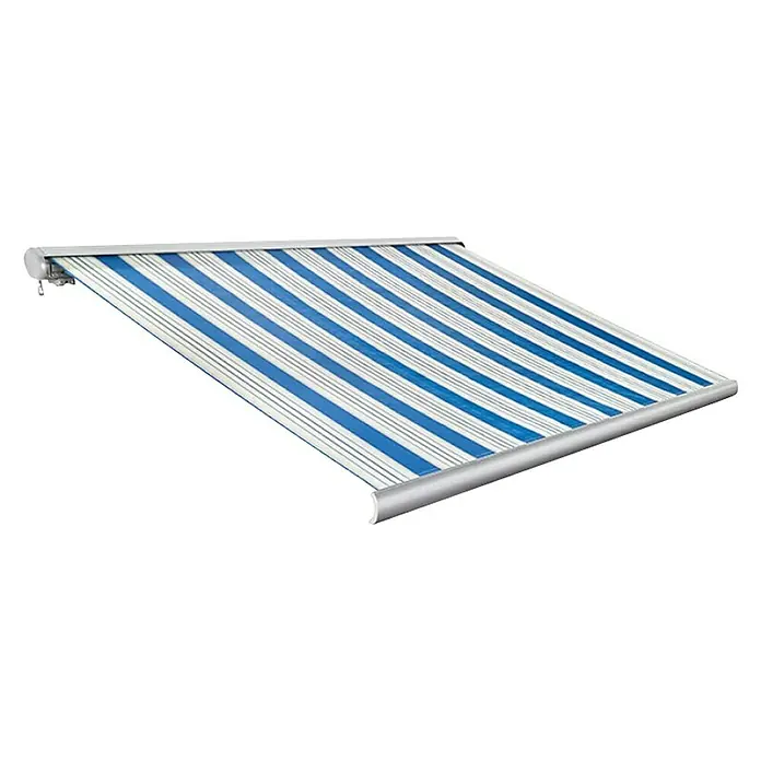 Sunfun Kazetna tenda - Plavo-sivo-bež, Boja stalka: Srebrnosive boje, Širina: 3,5 m, Izvlačenje: 3 m - Dijagonalni pogled