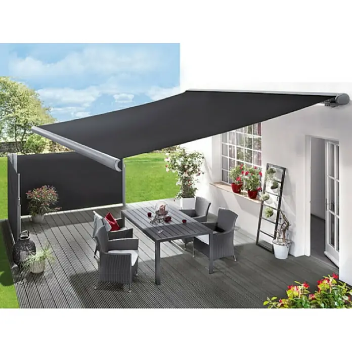 Sunfun Vollkassettenmarkise - Anthrazit, Farbe Gestell: Silbergrau, Breite: 4,5 m, Ausfall: 3 m - Stimmungsaufnahme
