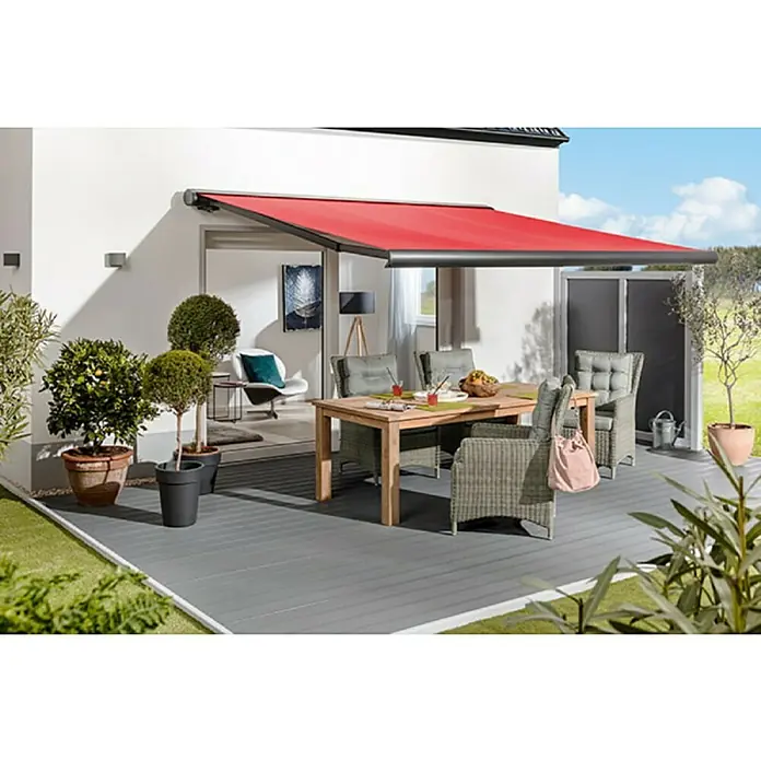 Sunfun LED kazetna tenda - Crvene boje, Širina: 5 m, Izvlačenje: 3 m - Živopisni prikaz