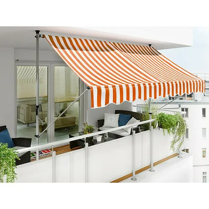 Sunfun Tenda s nosačem - Narančasta-bijela, Širina: 2,5 m, Izvlačenje: 1,5 m - Živopisni prikaz