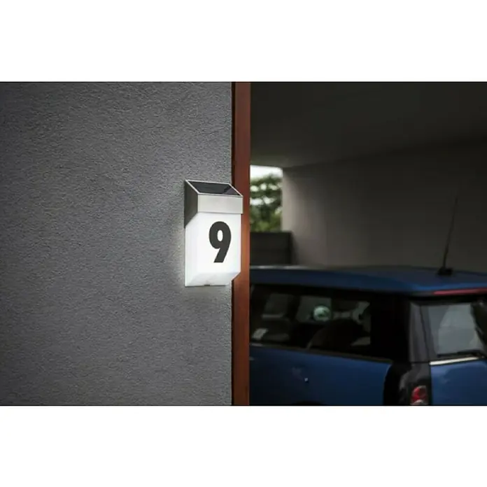 Lutec Aplique solar para exterior con sensor - Detector de movimiento, Blanco neutro, IP44 - Foto ambiente
