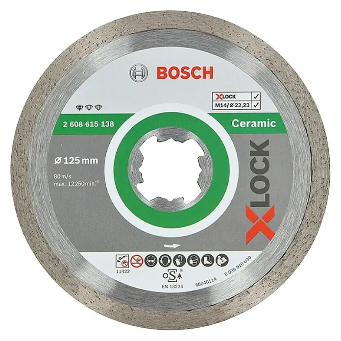 Bosch Professional X-Lock Dijamantna rezna ploča Standard for Ceramic - Promjer rezne ploče: 125 mm, Prikladno za: Keramika - Pogled s gornje strane