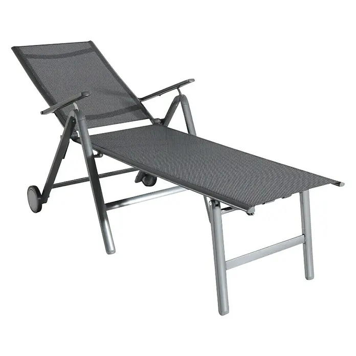Sunfun Maja Ležaljka za sunčanje - Š x D x V: 75 x 189 x 108 cm, Antracit, S podesivim naslonom za leđa - Dijagonalni pogled