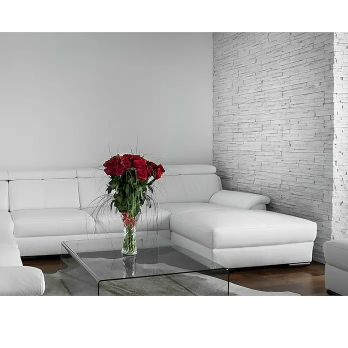Pločice od ukrasnog kamena White Stone - 39 x 11,2 cm, Bijele boje, Izgled kamena - Živopisni prikaz