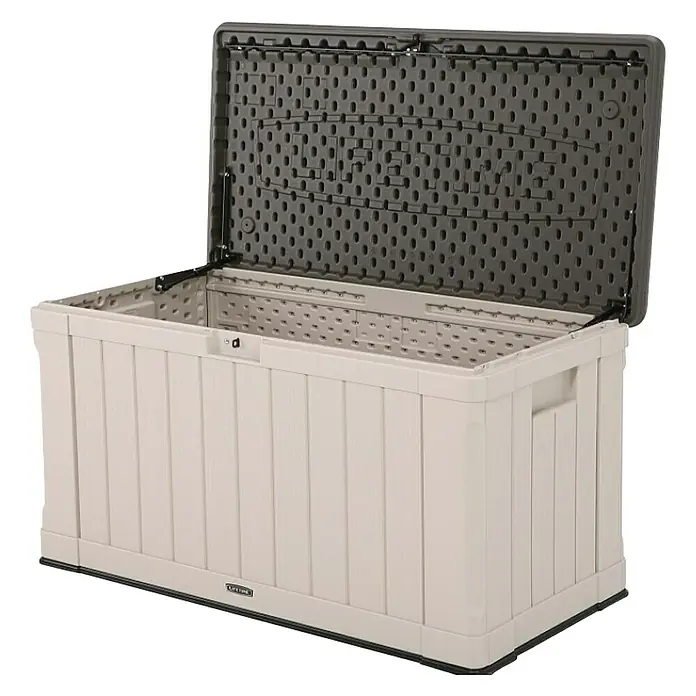 Lifetime Kissenbox Harmony - 128 x 64 x 67 cm, Lichtgrau, Kunststoff - Diagonale Ansicht