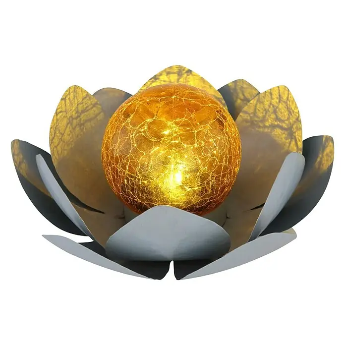 Globo Solarna ukrasna LED svjetiljka - Sive boje, Narančaste boje, Ø x V: 25 x 9 cm - Pogled sprijeda