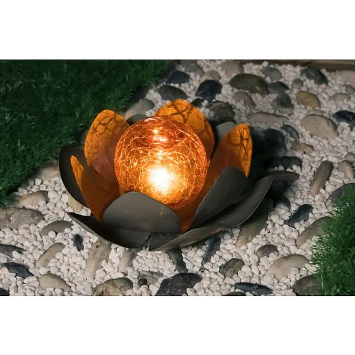 Globo Solarna ukrasna LED svjetiljka - Sive boje, Narančaste boje, Ø x V: 25 x 9 cm - Živopisni prikaz