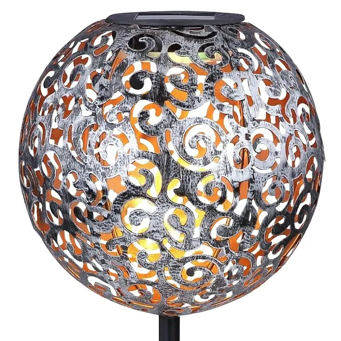Globo Solarna ukrasna LED svjetiljka - Crno-srebrno-sive boje, Ø x V: 18,5 x 54 cm - Pogled sprijeda