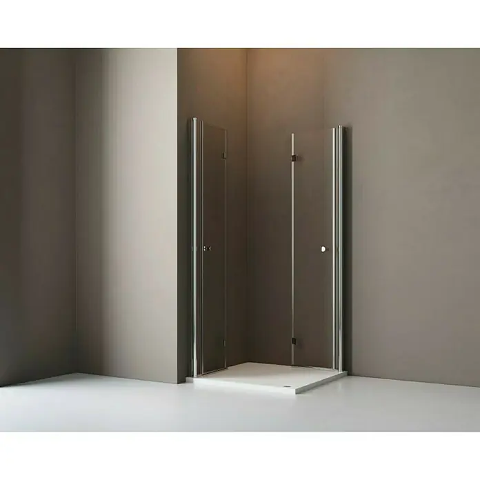 BAUHAUS Kutna tuš kabina Light Bifold - 80 x 80 x 190 cm, Debljina: 5 mm, Srebrne boje - Živopisni prikaz