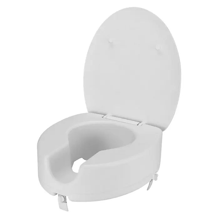 careosan Povišeno sjedalo za WC školjku - Povišeno 10 cm, Plastika, Bijele boje - Dijagonalni pogled