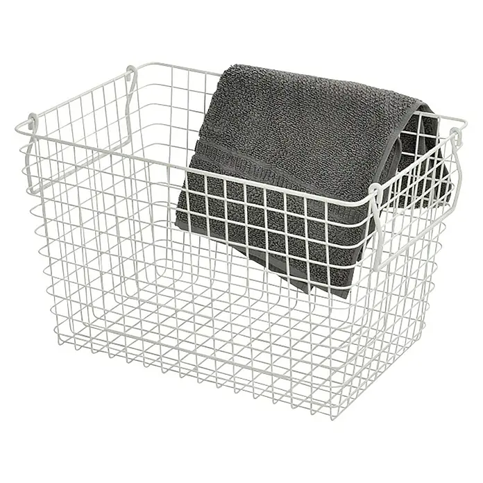 Camargue Košara za kupaonicu Leif - 38 x 26 x 24 cm, Metal, Bijele boje - Dijagonalni pogled