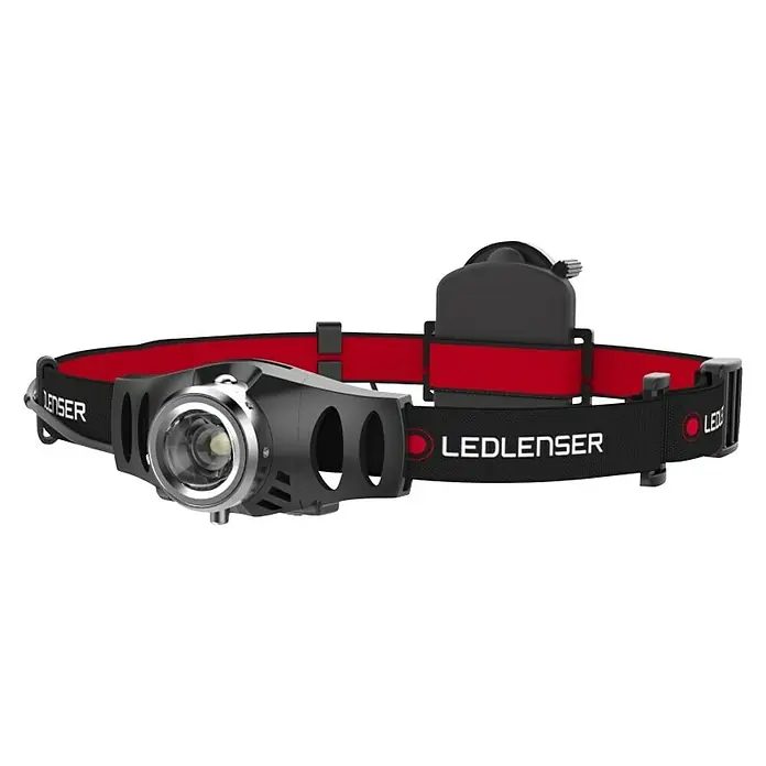 Ledlenser Stirnlampe H3.2 - Schwarz/Rot, Batteriebetrieben, LED, 5 lm - 120 lm, Kunststoff - Diagonale Ansicht