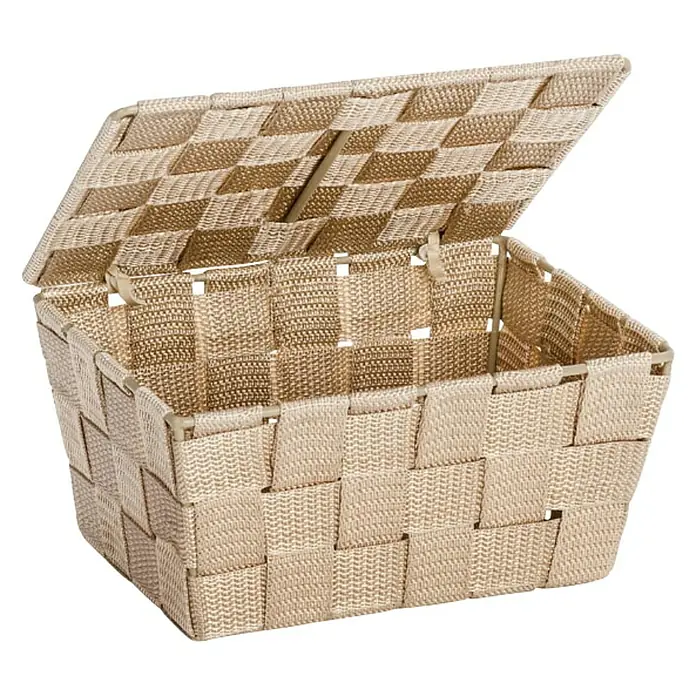 Wenko Adria Košarica za pohranu s poklopcem - 14 x 19 x 10 cm, Bež boje - Dijagonalni pogled