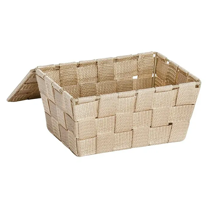 Wenko Adria Košarica za pohranu s poklopcem - 14 x 19 x 10 cm, Bež boje - Dijagonalni pogled