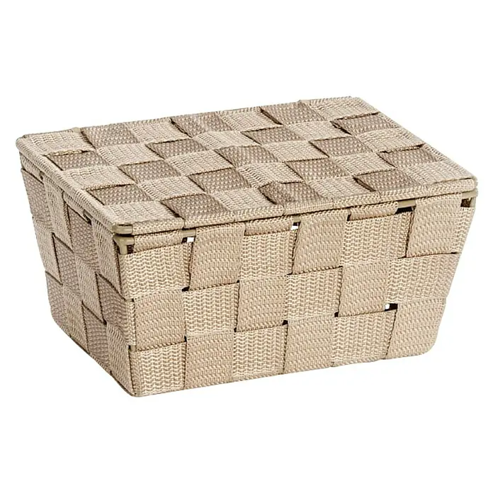 Wenko Adria Košarica za pohranu s poklopcem - 14 x 19 x 10 cm, Bež boje - Dijagonalni pogled