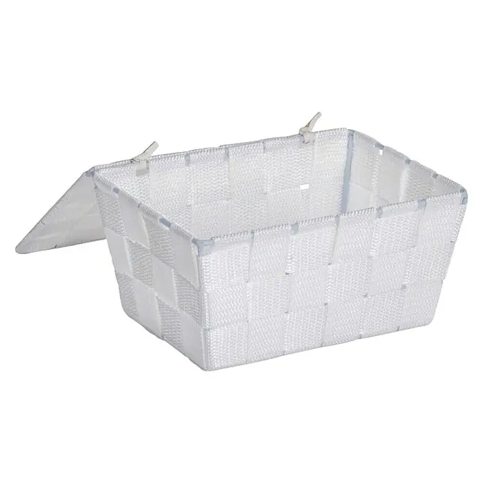 Wenko Adria Košarica za pohranu s poklopcem - 14 x 19 x 10 cm, Bijele boje - Dijagonalni pogled