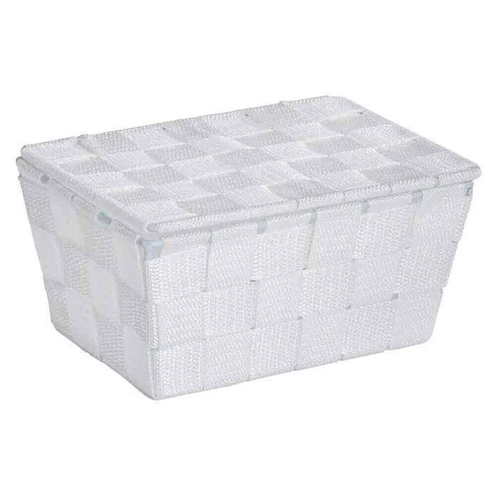 Wenko Adria Košarica za pohranu s poklopcem - 14 x 19 x 10 cm, Bijele boje - Dijagonalni pogled