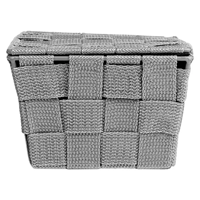 Wenko Adria Košarica za pohranu s poklopcem - 14 x 19 x 10 cm, Sive boje - Pogled s desne strane