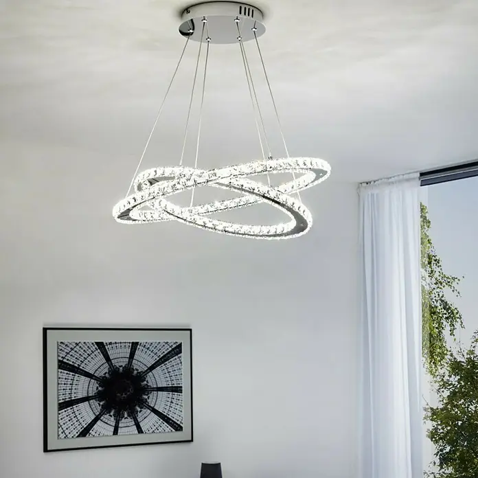 Eglo LED viseća svjetiljka Varrazo - 29 W, Ø x V: 550 x 1.200 mm, Krom, Hladna bijela - Živopisni prikaz