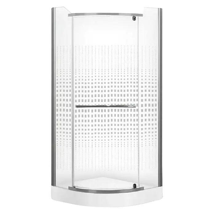 Roth Polukružna tuš kabina Penza - D x Š x V: 90 x 90 x 195 cm, Debljina: 6 mm, Srebrne boje - Pogled sprijeda