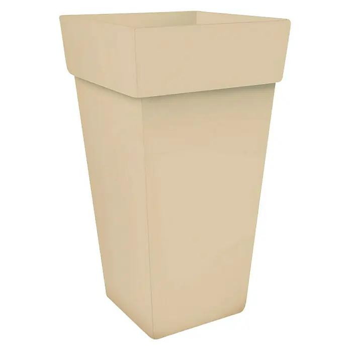 Visoka kvadratna posuda za biljke Melrose - Vanjska dimenzija (D x Š x V): 30 x 30 x 41 cm, Plastika, Bež boje - Dijagonalni pogled