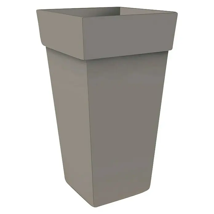 Visoka kvadratna posuda za biljke Melrose - Vanjska dimenzija (D x Š x V): 30 x 30 x 41 cm, Plastika, Sive boje - Dijagonalni pogled