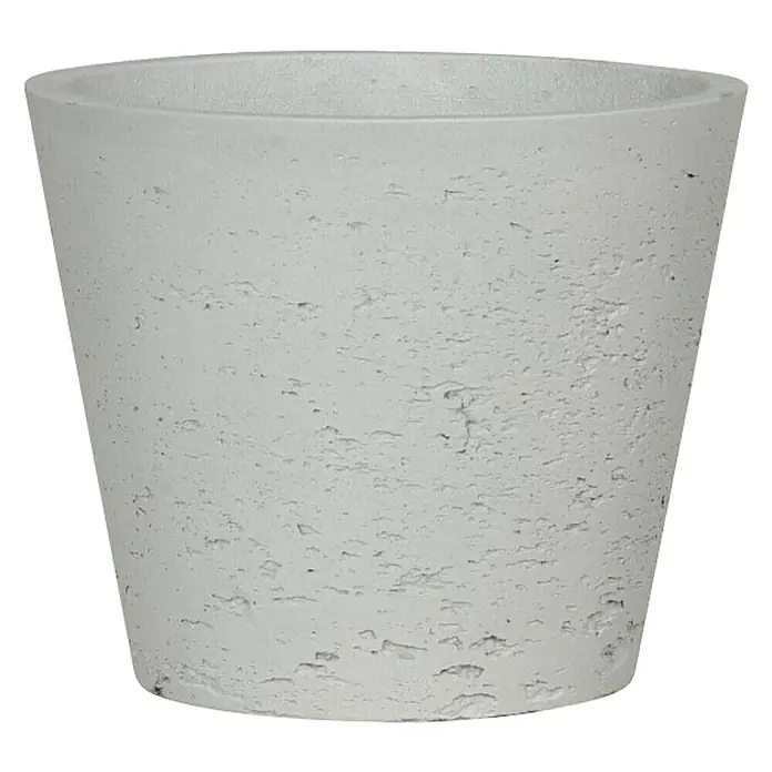 Okrugla tegla za cvijeće sa podloškom - Vanjska dimenzija (ø x V): 24 x 21,5 cm, Svijetlosive boje - Pogled sprijeda