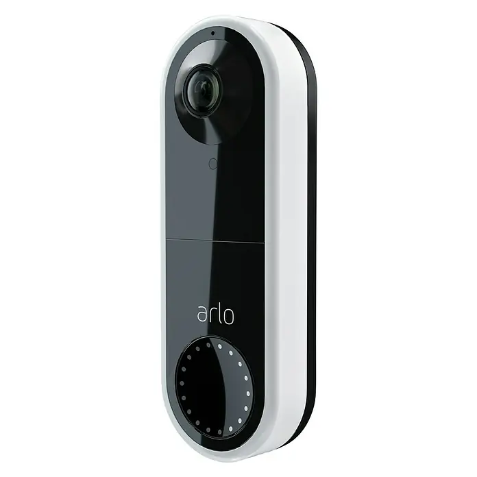 Arlo Türklingel mit Kamera Video Doorbell - Netzbetrieben, Schwarz/Grau, 2,5 x 4,5 x 13 cm - Diagonale Ansicht