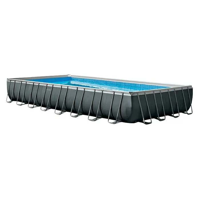 Intex Frame-Pool-Set Ultra XTR - L x B x H: 975 x 488 x 132 cm, Fassungsvermögen: 54,37 m³, Anthrazit, Inkl. Salzwassersystem - Diagonale Ansicht