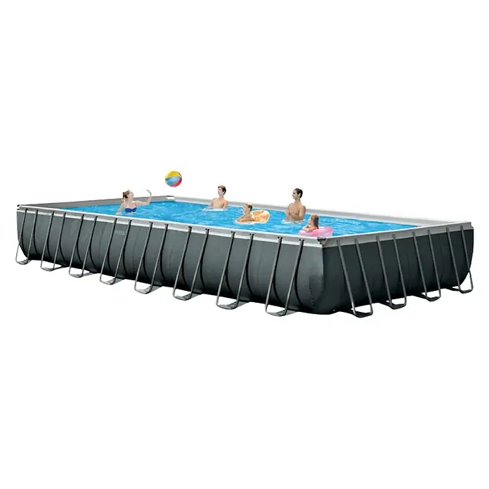 Intex Frame-Pool-Set Ultra XTR - L x B x H: 975 x 488 x 132 cm, Fassungsvermögen: 54,37 m³, Anthrazit, Inkl. Salzwassersystem - Diagonale Ansicht