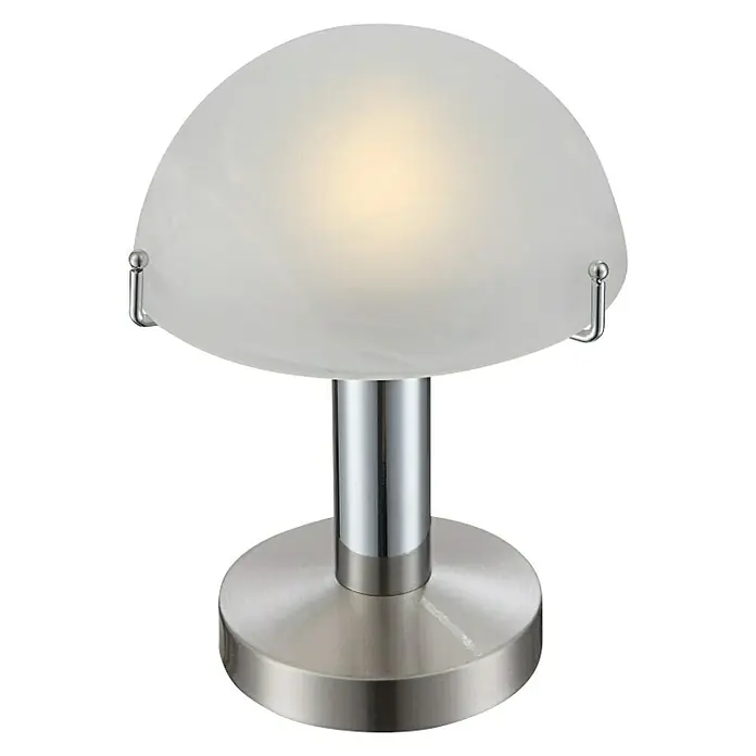 Globo Stolna LED svjetiljka - 3 W, Mat nikal, Krom, Bijela boja, Alabaster, Topla bijela - Pogled sprijeda