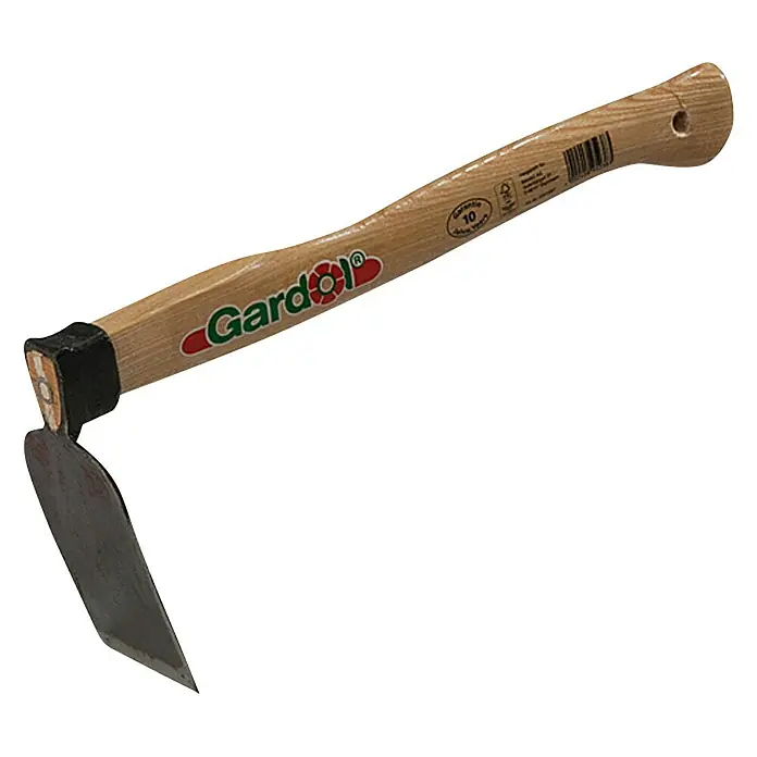 Gardol Ravna motika - Radna širina: 10 cm, Iskovan, Kratka drška - Dijagonalni pogled