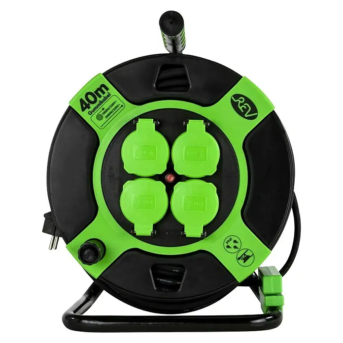 Bubanj s kabelom - 4-struko, 40 m, 3.000 W, H05RR-F3G1,5 - Pogled sprijeda