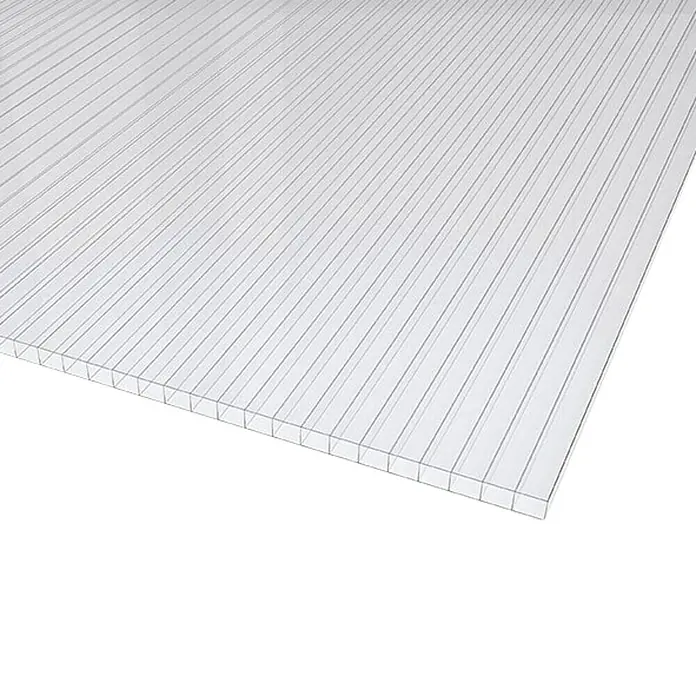Ploča sa šupljim komorama - 200 cm x 98 cm x 6 mm, Polikarbonat, Prozirno - Dijagonalni pogled