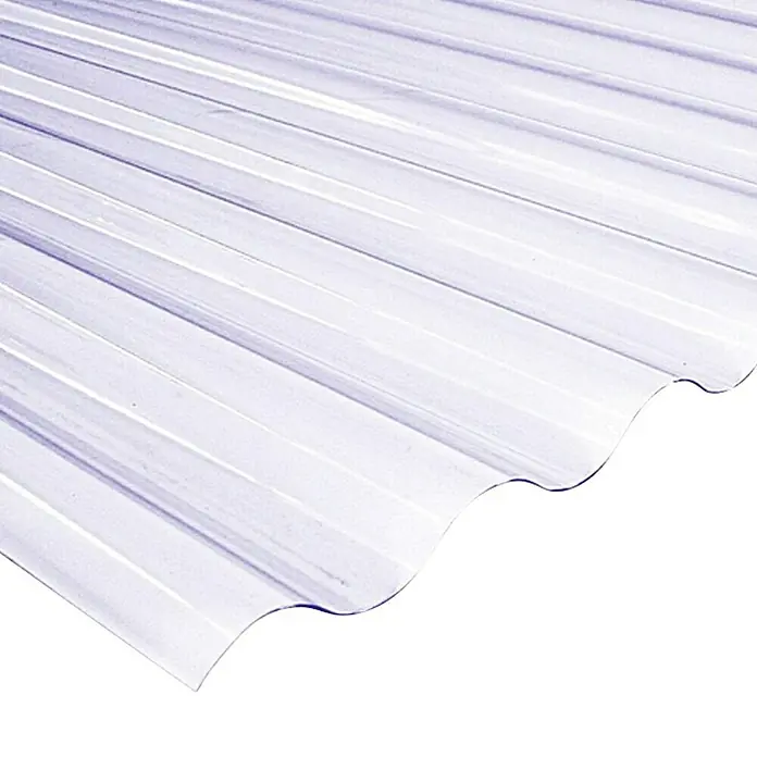 Valovita ploča - 1.200 x 900 x 0,7 mm, Plastika, Prozirno, Glatko, Profil: 76/18 mm, Okrugli oblik - Dijagonalni pogled