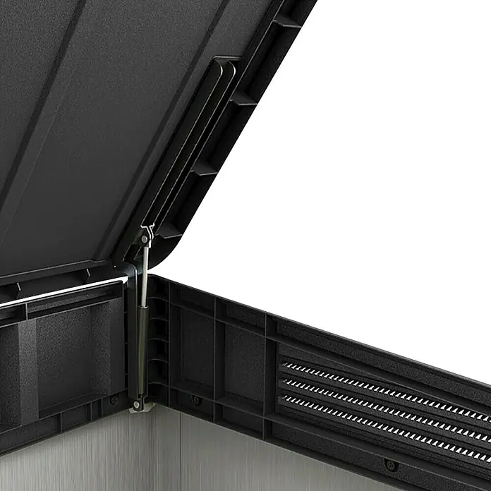 Keter Afvalcontainerbox Store It Out Elite - Kunststof, Grijs/Zwart, Geschikt voor aantal afvalbakken: 2 st. - Close-up
