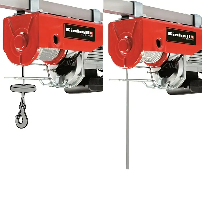 Einhell Polipasto TC-EH 1000 - Peso máximo admitido: 999 kg con rueda giratoria, 1.600 W - Vista angular