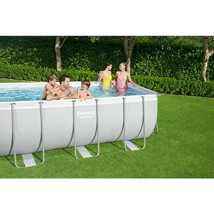 Bestway Bazen sa priborom Power Steel Rectangular - D x Š x V: 412 x 201 x 122 cm, 8.124 l - Živopisni prikaz