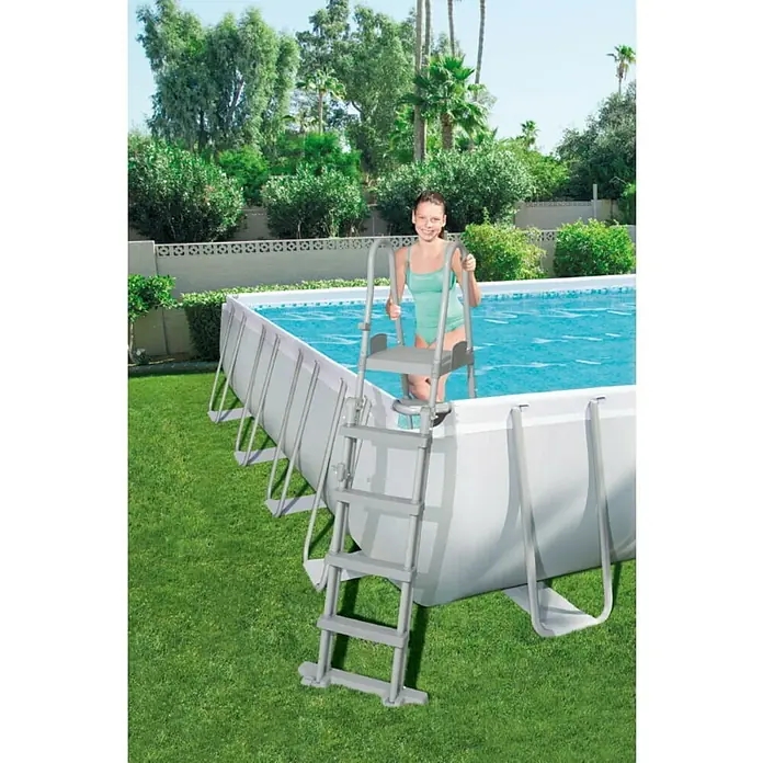 Bestway Bazen sa priborom Power Steel Rectangular - D x Š x V: 956 x 488 x 132 cm, 52.231 l - Živopisni prikaz