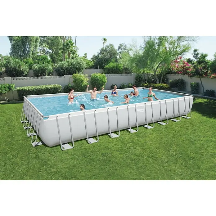 Bestway Bazen sa priborom Power Steel Rectangular - D x Š x V: 956 x 488 x 132 cm, 52.231 l - Živopisni prikaz