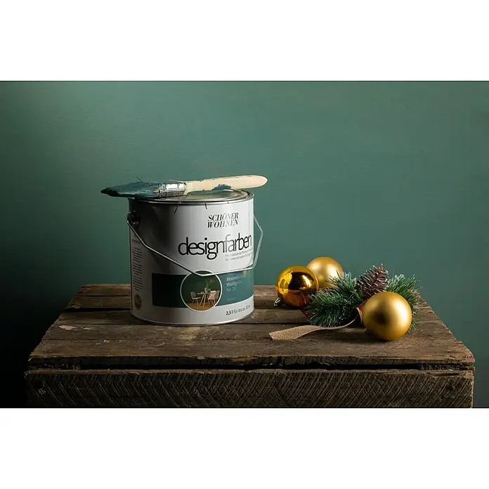 SCHÖNER WOHNEN-Farbe Wandfarbe Designfarbe - Besinnliches Waldgrün, 2,5 l, Matt - Stimmungsaufnahme
