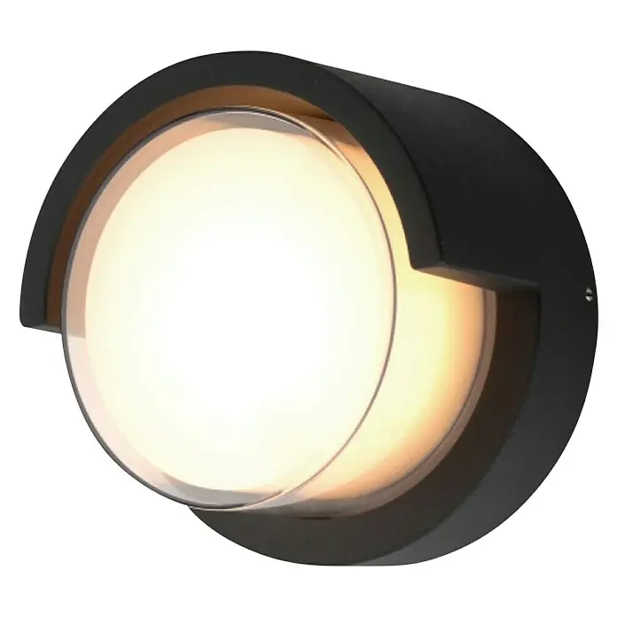 Vanjska zidna LED svjetiljka Atlanta - 6 W, Ø x V: 120 x 100 mm, Crne boje, IP65 - Dijagonalni pogled