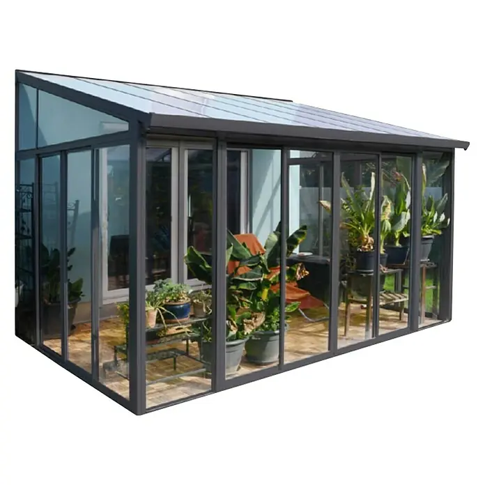 Palram – Canopia Zimski vrt - Š x D x V: 4,25 m x 3 m x 3,1 m, Antracit siva - Dijagonalni pogled