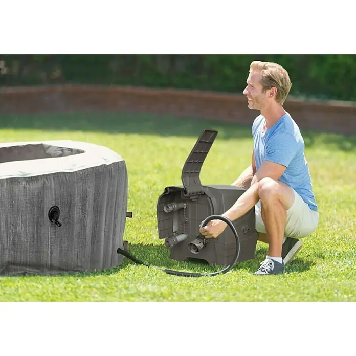 Intex Pure Spa Hidromasaje para exterior Greywood Deluxe - Ø x Al: 196 x 71 cm, 795 l, Apto para: 4 adultos - Foto ambiente